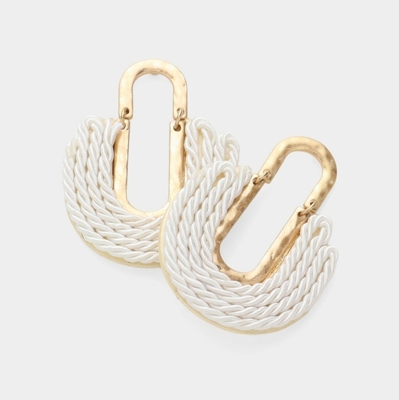 NWT Rope Embellished Abstract Earrings - Picture 1 of 2